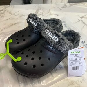 Crocs Classic Black Fleece Lined Clogs